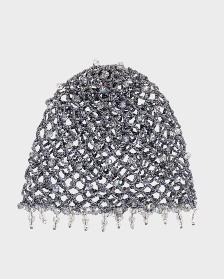 Szydełkowy srebrny kapelusz Mystic