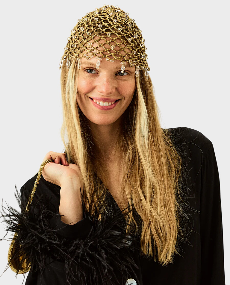 Szydełkowy złoty kapelusz Mystic