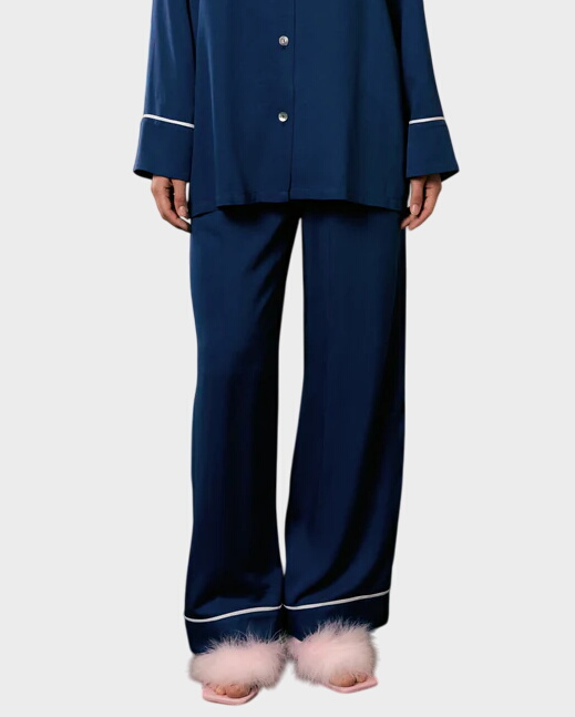 Granatowe spodnie z wiskozy Finnegan - Image #0