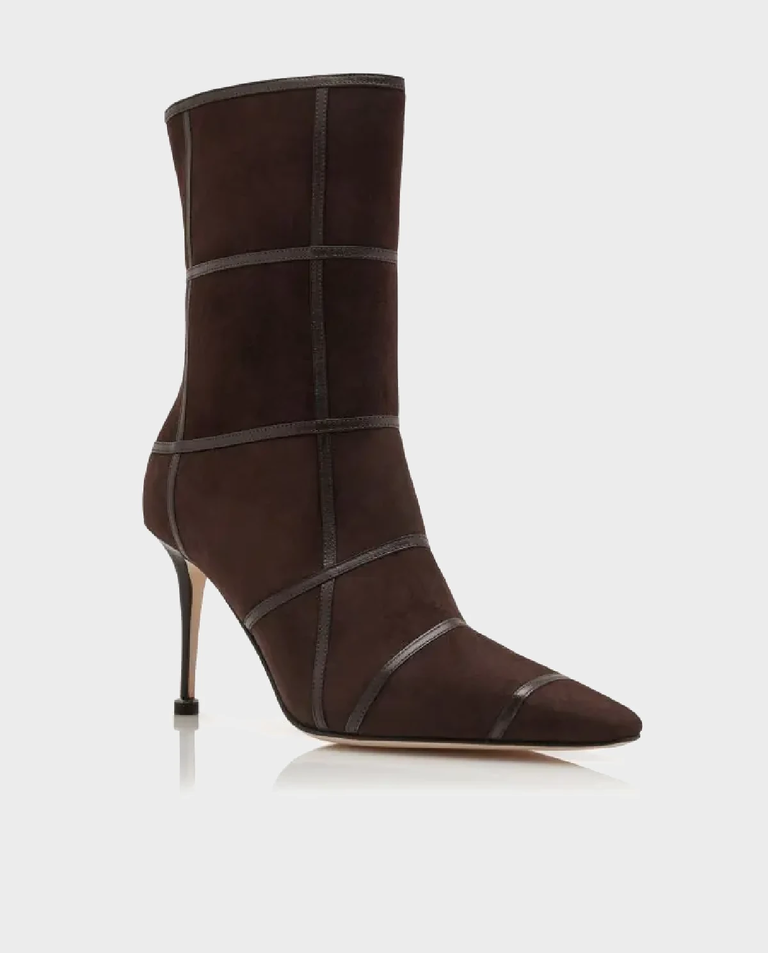 Ciemnobrązowe zamszowe botki Trulonapla 90