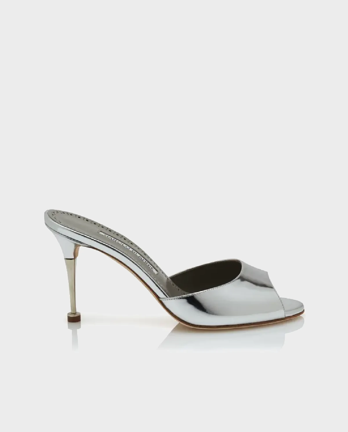 Srebrne klapki na szpilce Astucla 90 - Image #0