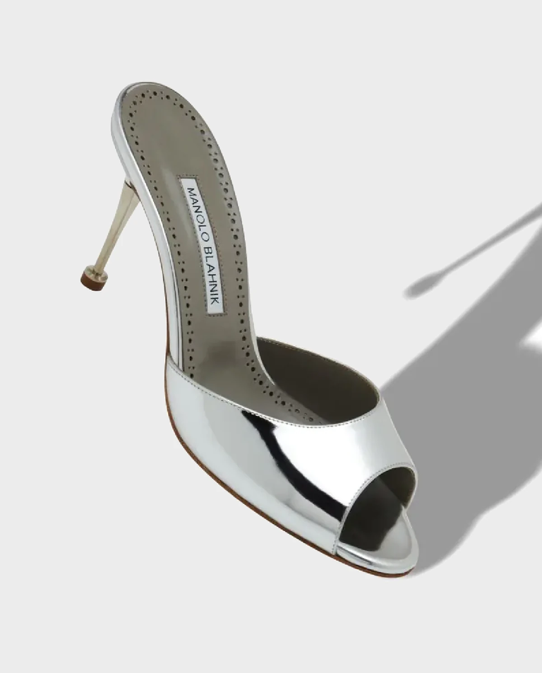 Srebrne klapki na szpilce Astucla 90 - Image #2