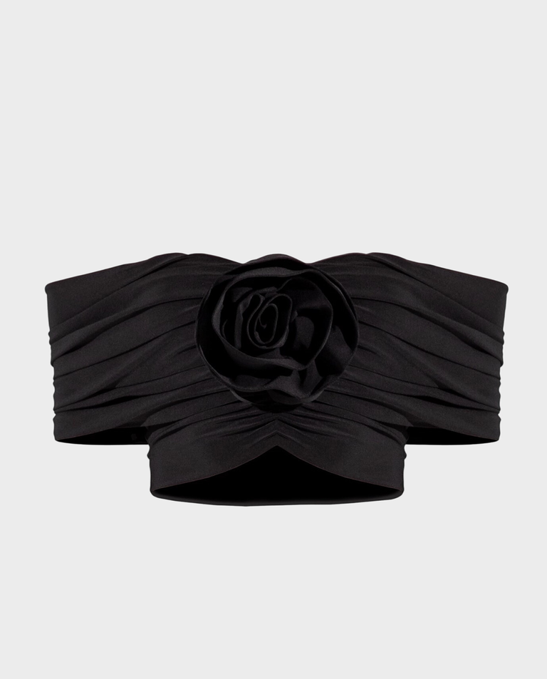 Czarny top z różą ROSA