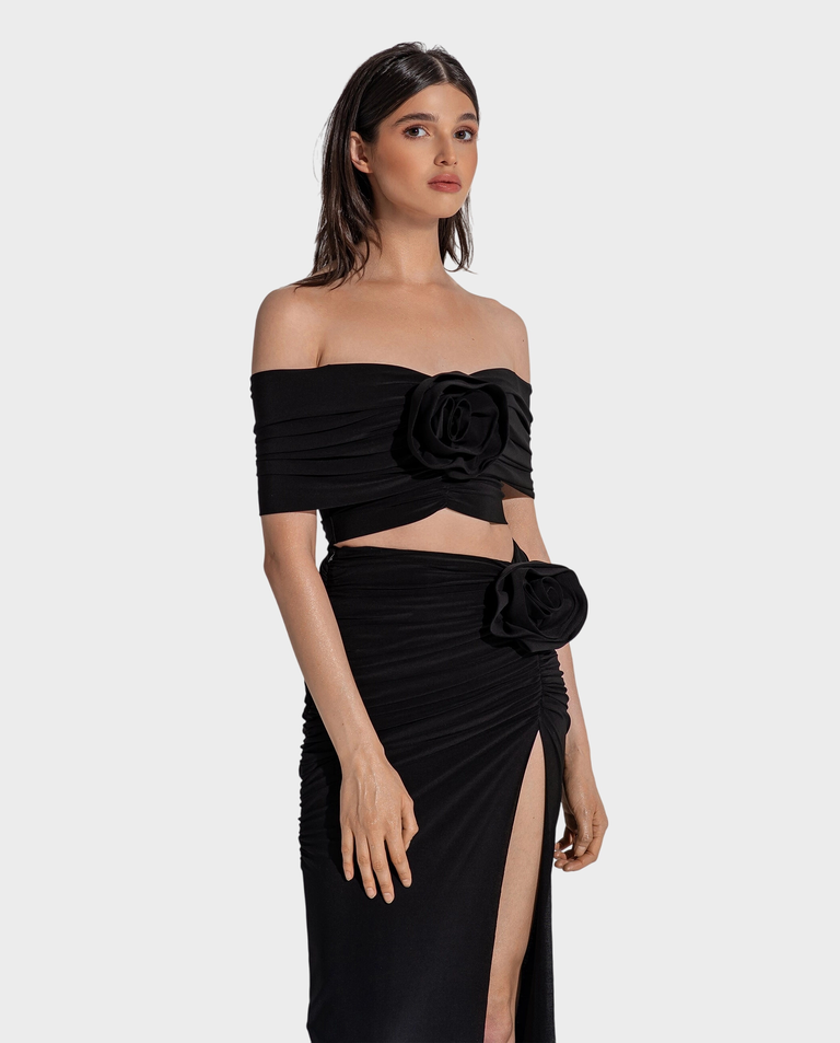 Czarny top z różą ROSA - Image #2