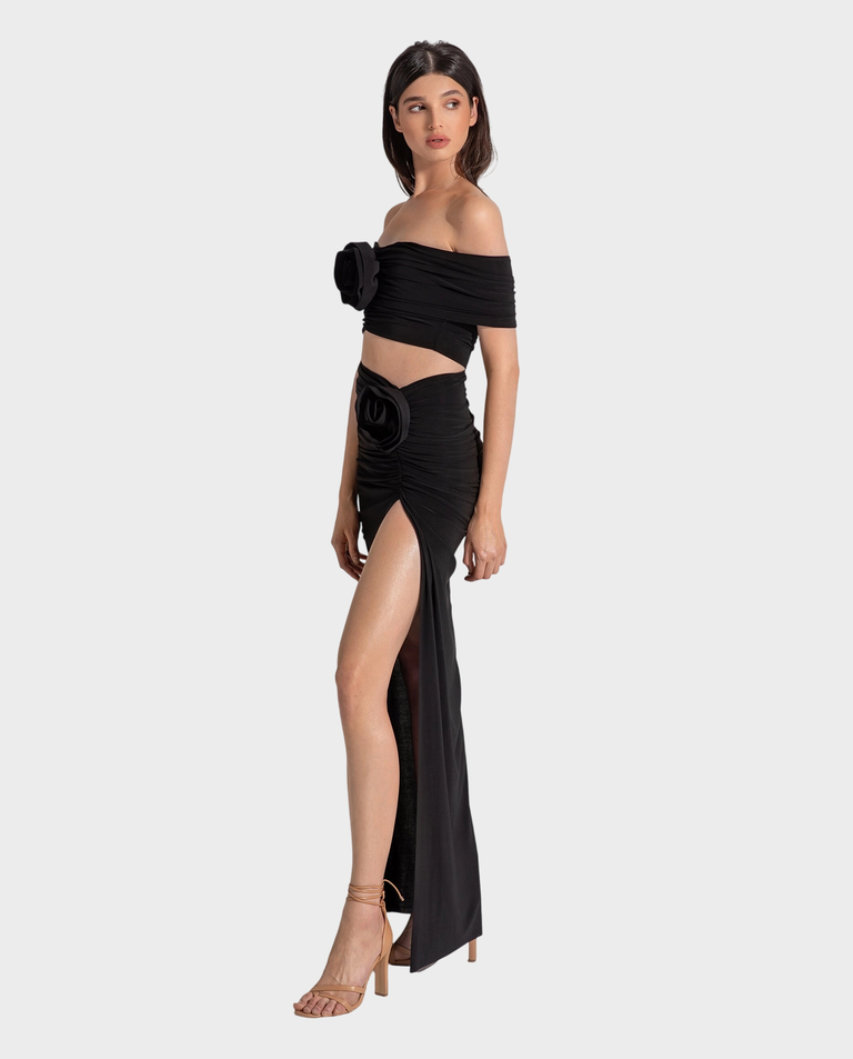 Czarny top z różą ROSA - Image #5