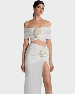 Biała spódnica z różą ROSA - Image #4