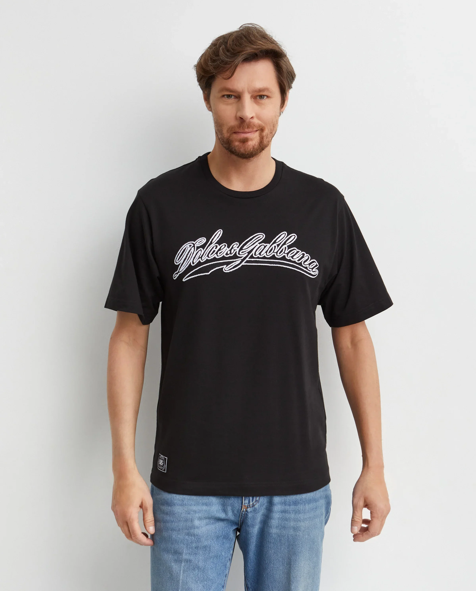 Czarna bawełniana koszulka z logo - Image #0