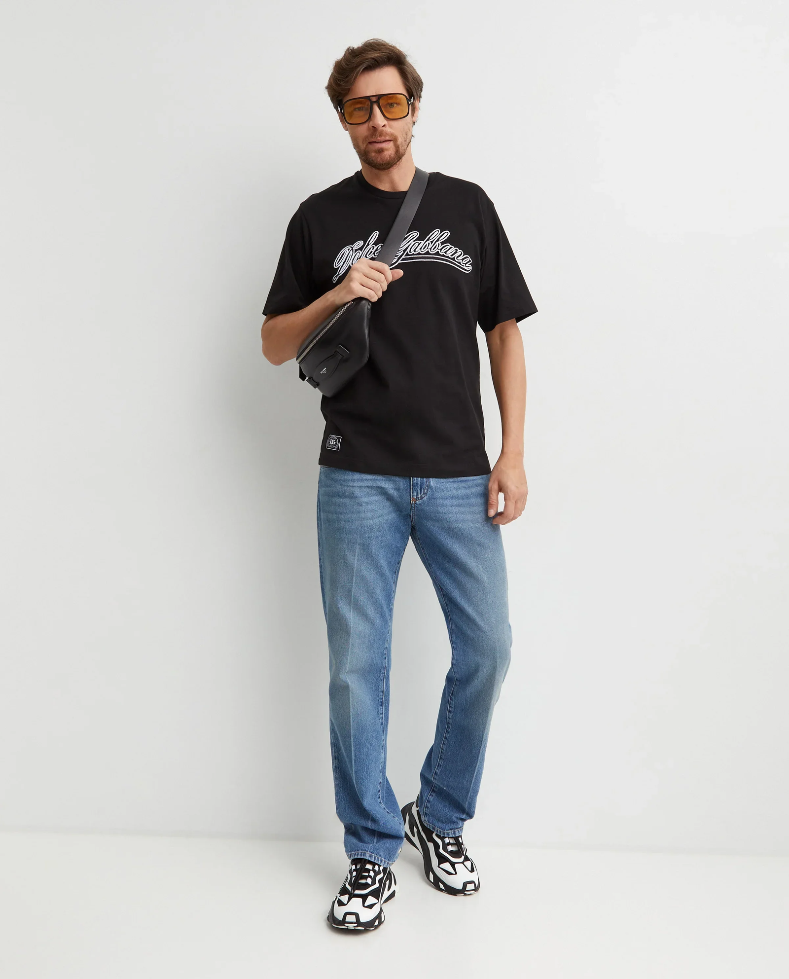 Czarna bawełniana koszulka z logo - Image #2