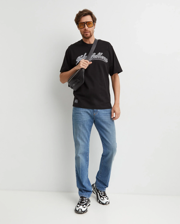 Czarna bawełniana koszulka z logo - Image #2