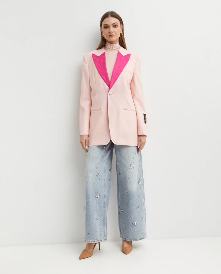 Różowa marynarka z kontrastującym kołnierzem - Image #3