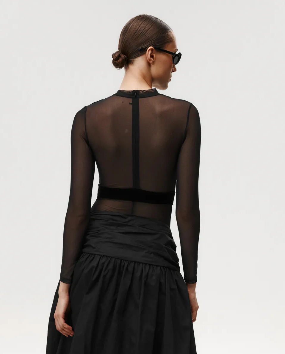 Czarne body z transparentnej siateczki It Suits You - Image #3