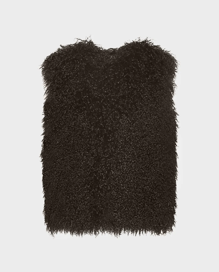 Brązowa futrzana kamizelka