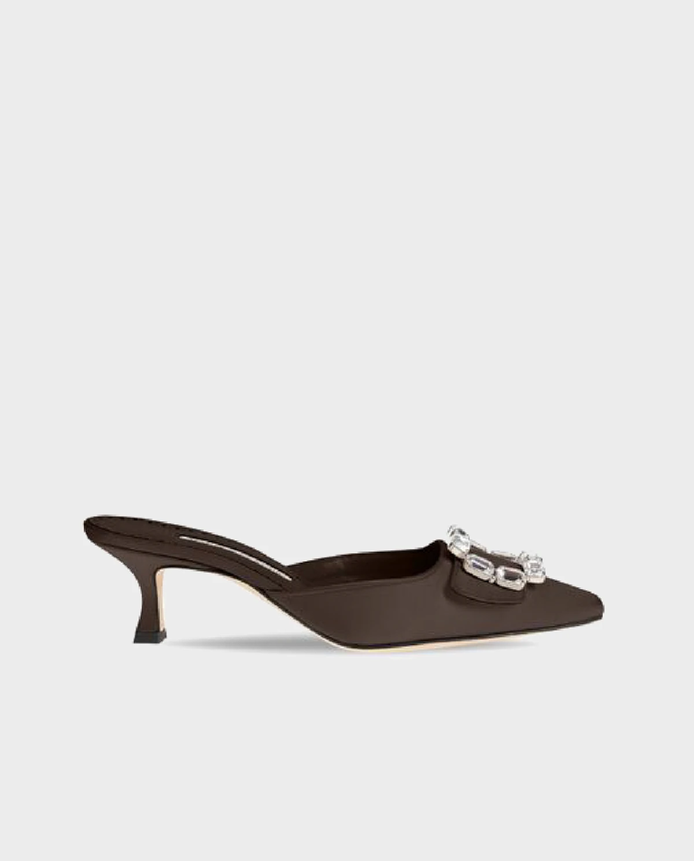 Brązowe mule na szpilce Mayjou 50 ‌