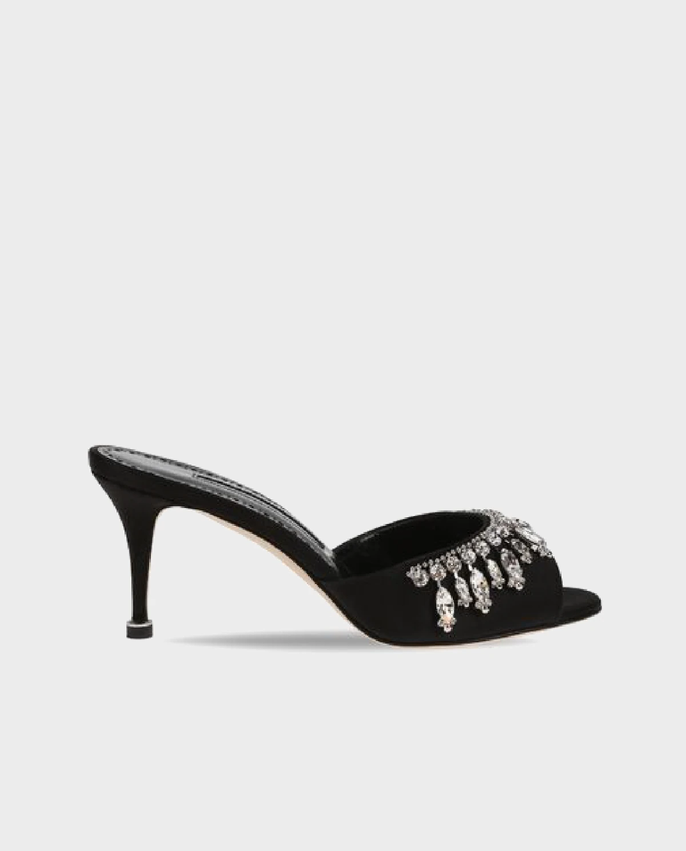 Czarne klapki na szpilce Tulimu 70