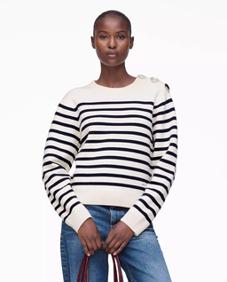 Biała bluza w paski - Image #0