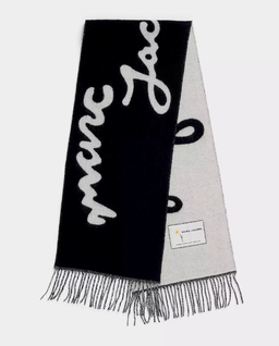 Czarno-biały szalik z frędzlami - Image #0