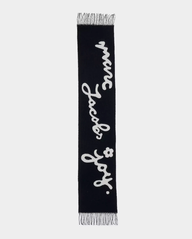 Czarno-biały szalik z frędzlami - Image #2