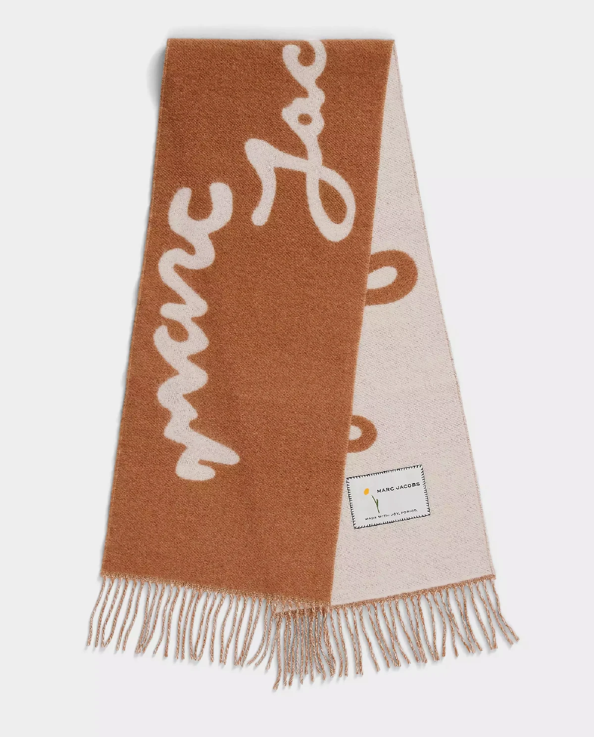 Brązowo-beżowy szalik z frędzlami - Image #0