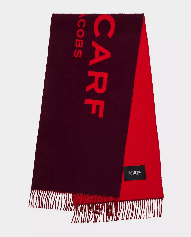 Burgundowo-czerwony szalik z logo