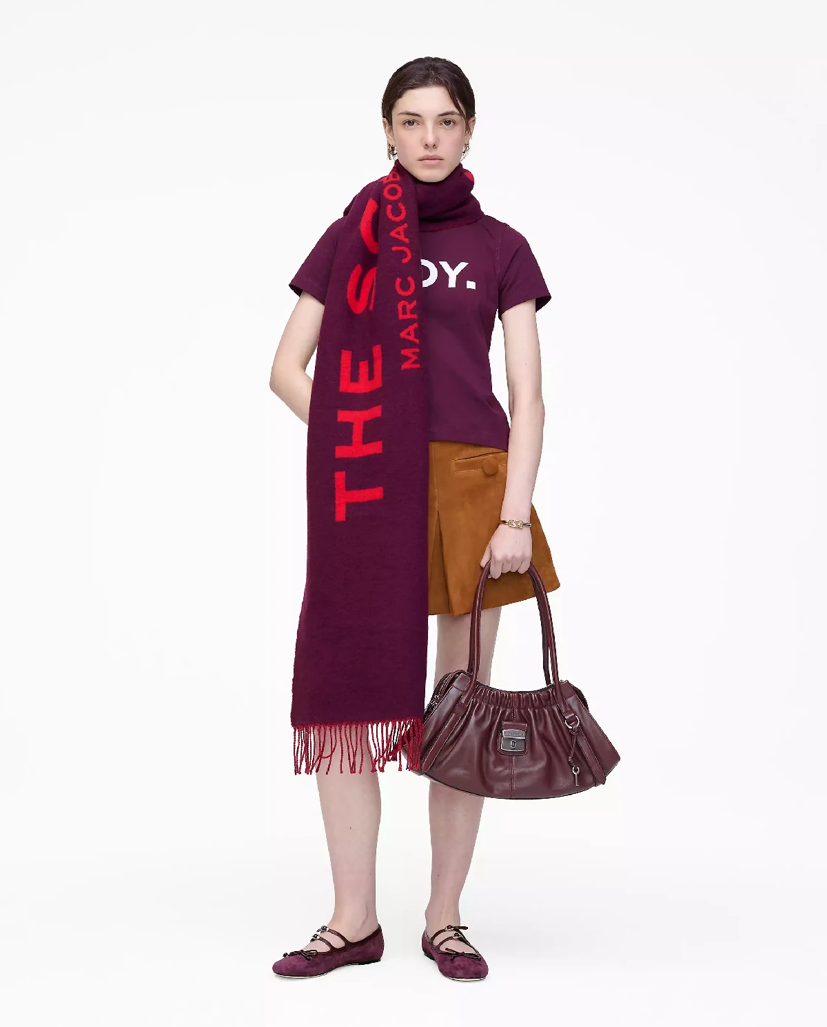 Burgundowo-czerwony szalik z logo - Image #1