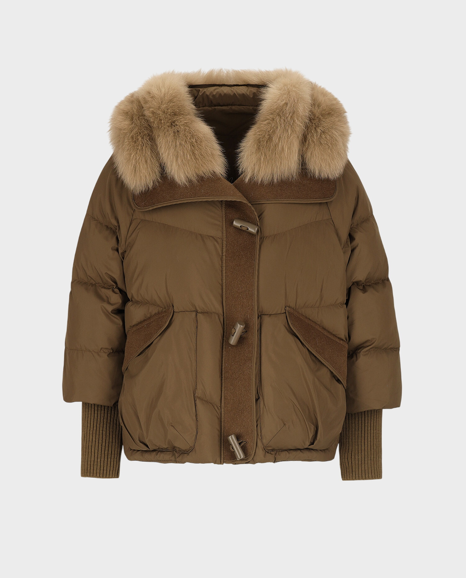 Kurtka khaki z kołnierzem Nevosa - Image #0