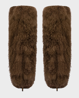 Futrzane kozaki na szpilce 105 - Image #4