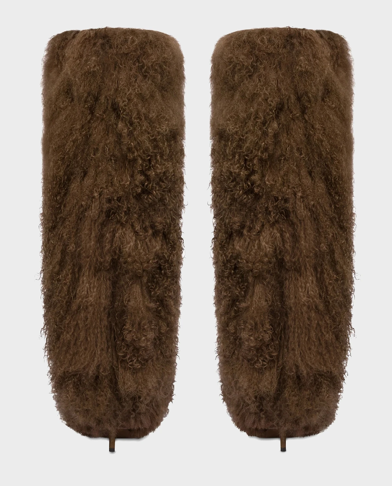 Futrzane kozaki na szpilce 105 - Image #4