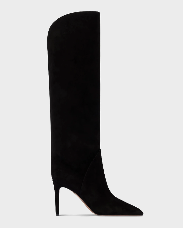 Zamszowe kozaki na szpilce Gaia 85