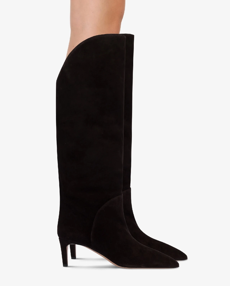 Zamszowe kozaki na szpilce Gaia 60