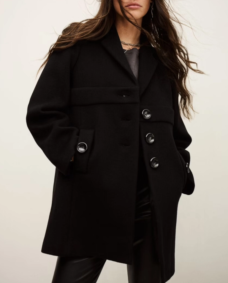 Czarny płaszcz Manteau Thea