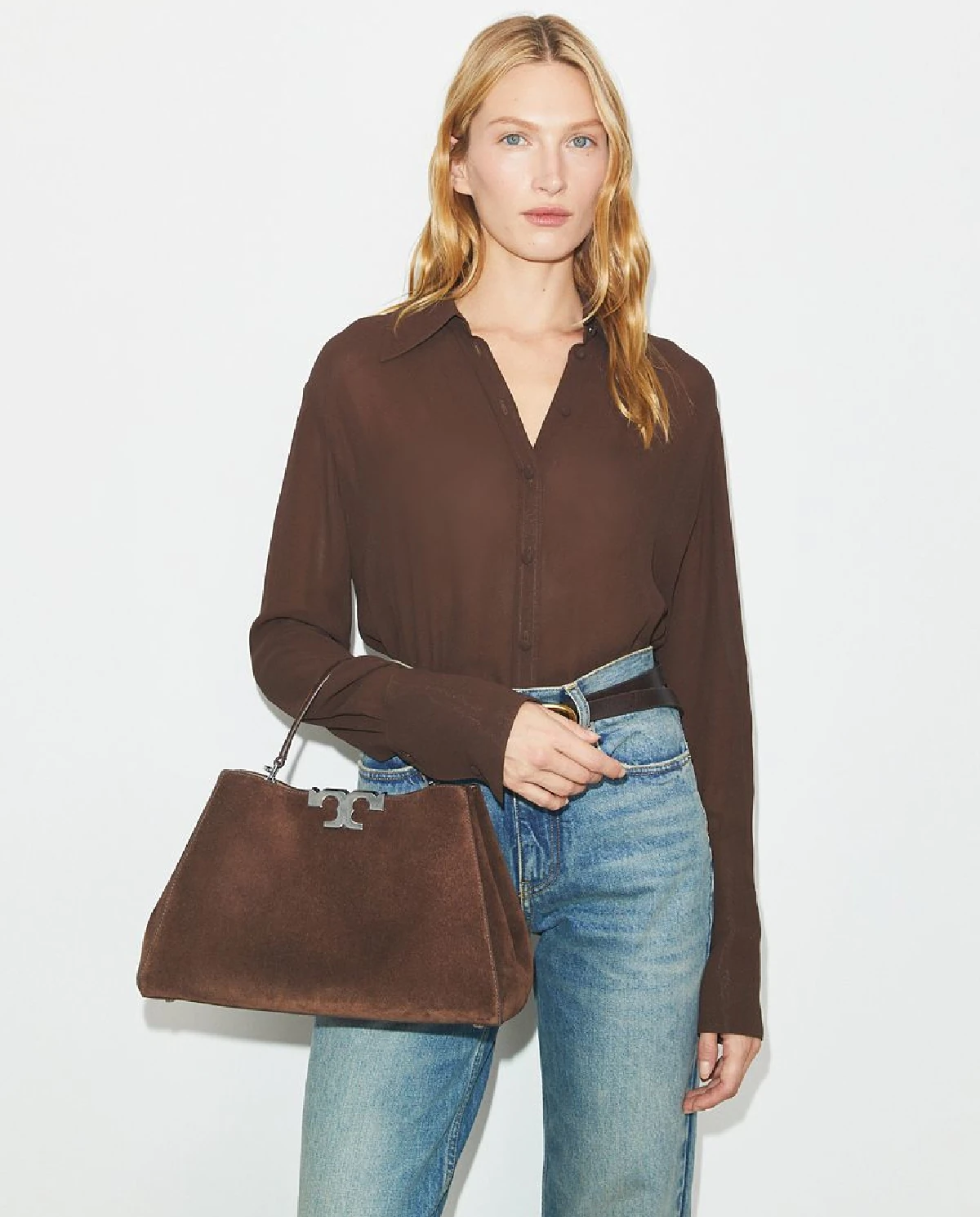 Brązowa zamszowa torebka Eleanor - Image #1