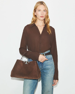 Brązowa zamszowa torebka Eleanor - Image #1