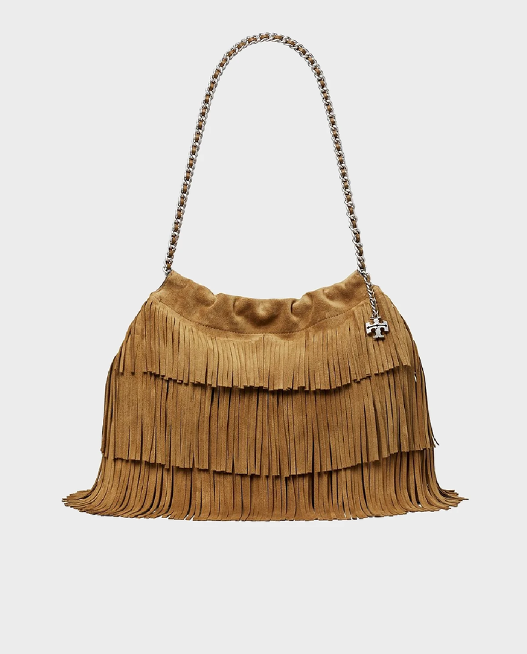 Brązowa torebka z frędzlami Fleming