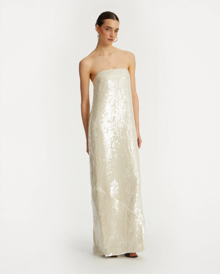 Biała cekinowa sukienka Sequin maxi