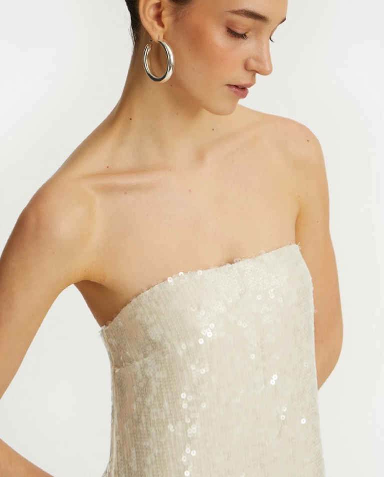 Biała cekinowa sukienka Sequin maxi - Image #3