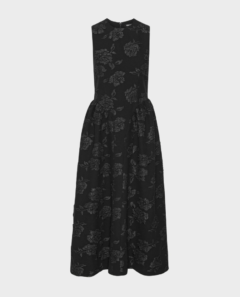 Czarna żakardowa sukienka midi