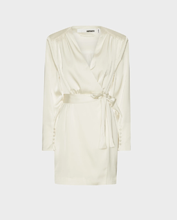 Kremowa kopertowa sukienka mini - Image #0