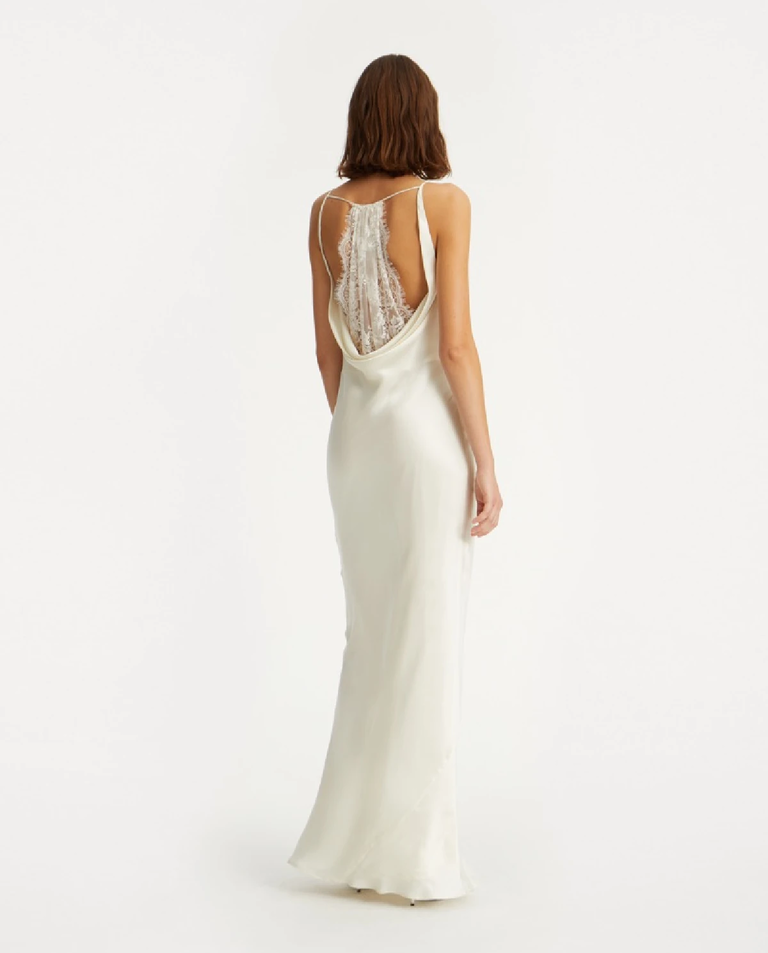 Kremowa sukienka maxi typu slip - Image #3