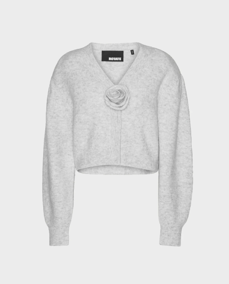 Dzianinowy kardigan z bufiastymi rękawami