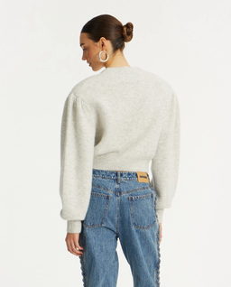 Dzianinowy kardigan z bufiastymi rękawami - Image #3