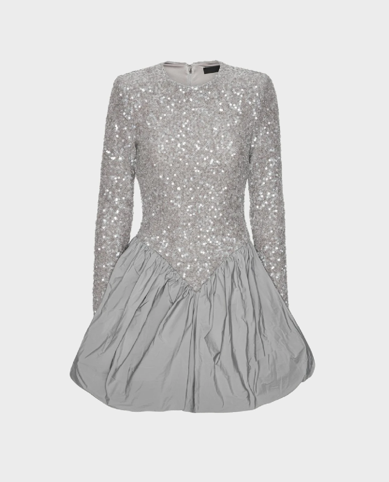 Szara sukienka mini z cekinami