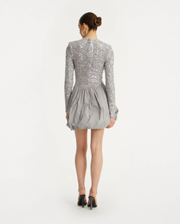 Szara sukienka mini z cekinami - Image #3