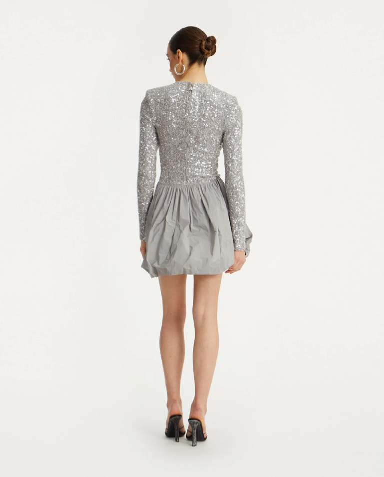 Szara sukienka mini z cekinami - Image #3