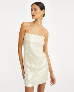 Biała sukienka mini z cekinami - Image #3