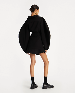 Czarna spódnica mini z falbanką - Image #3