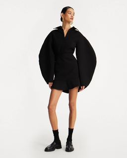 Czarna koszula z bufiastymi rękawami - Image #2