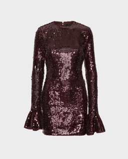 Bordowa sukienka mini z cekinami - Image #0