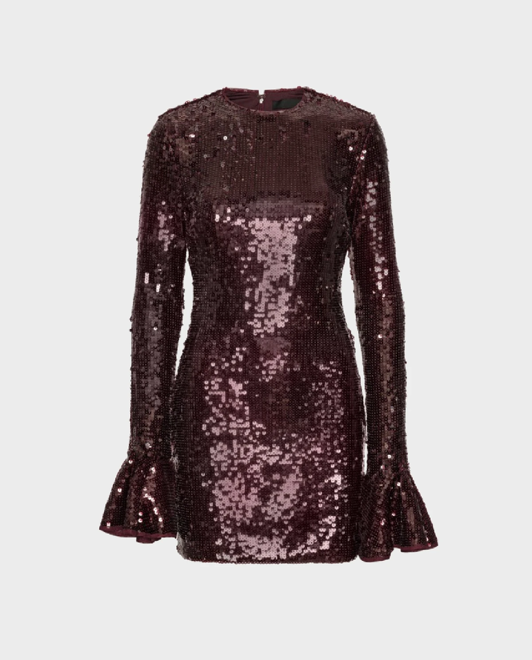 Bordowa sukienka mini z cekinami