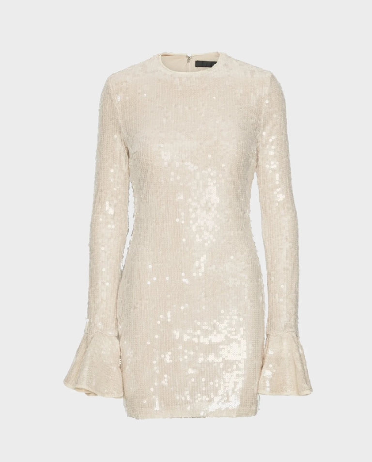 Kremowa sukienka mini z cekinami