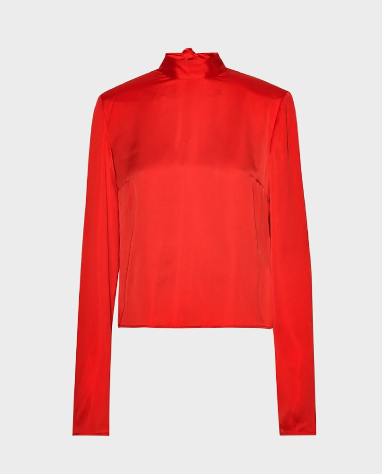 Satynowy top z drapowanym tyłem